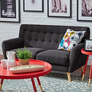 HomeVance Peralta Button Tufted Loveseat