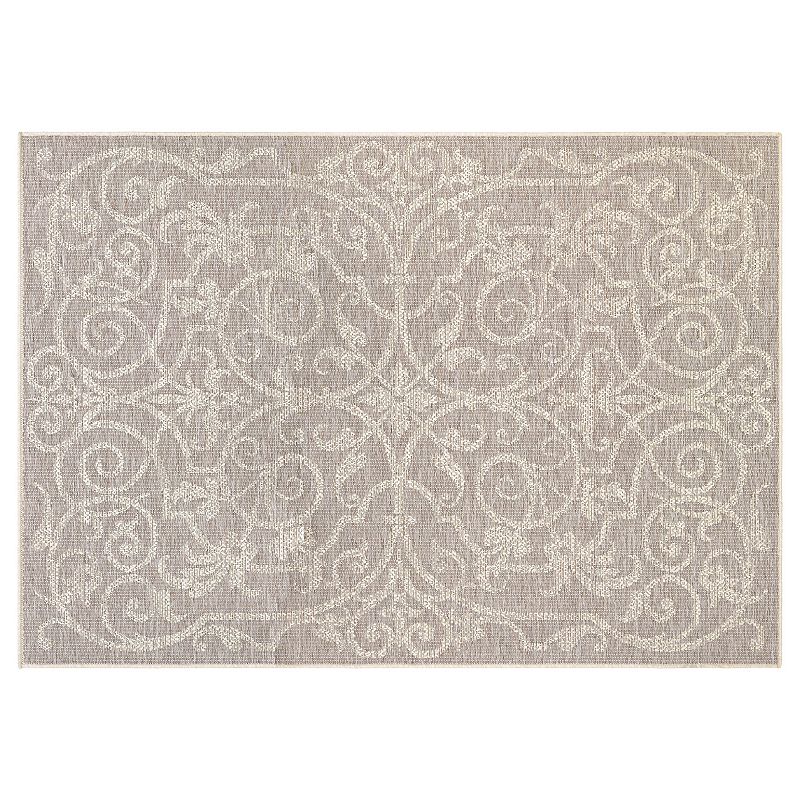 Couristan Monaco Summer Quay Floral Indoor Outdoor Rug, Brown, 5X7.5 Ft