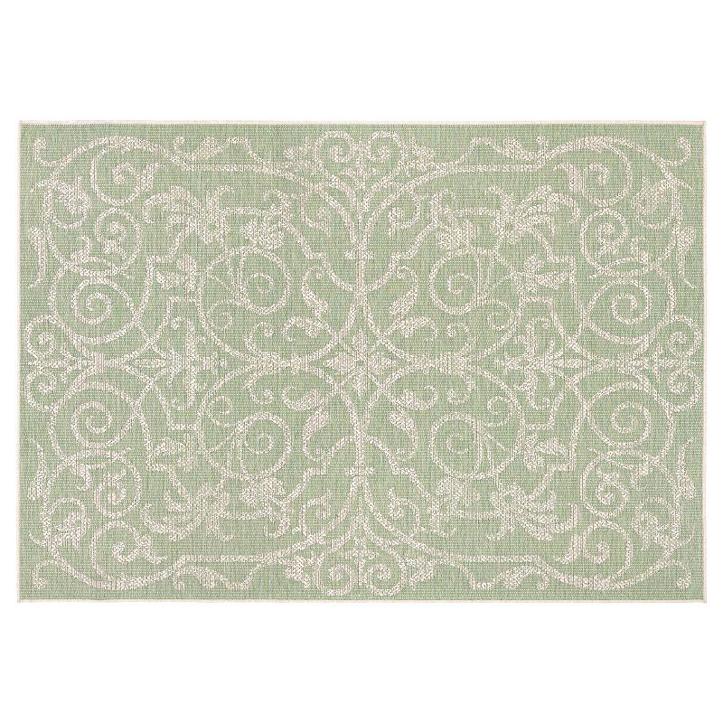 Couristan Monaco Summer Quay Floral Indoor Outdoor Rug, White, 7.5X11 Ft
