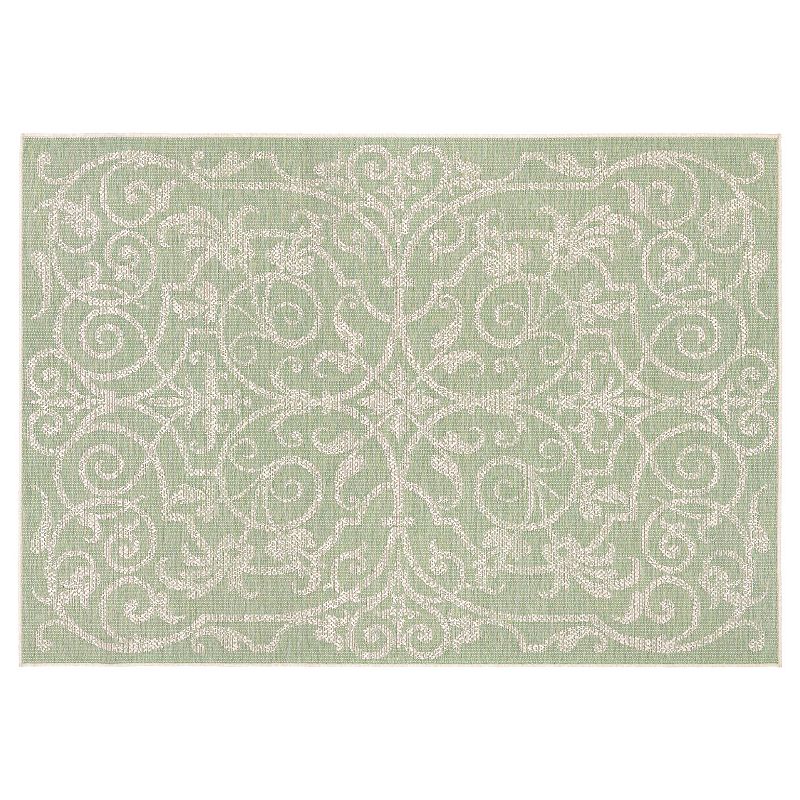 Couristan Monaco Summer Quay Floral Indoor Outdoor Rug, White, 8.5X13 Ft