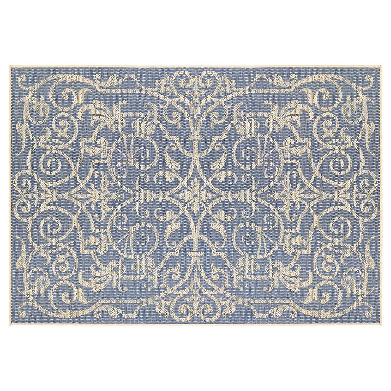 Couristan Monaco Summer Quay Floral Indoor Outdoor Rug, White, 6X9 Ft