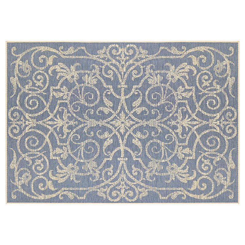 Couristan Monaco Summer Quay Floral Indoor Outdoor Rug, White, 7.5X11 Ft