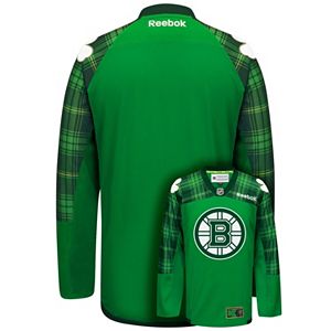 Men's Reebok Boston Bruins Saint Patrick's Day Tartan Plaid Jersey