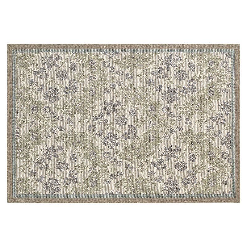 Couristan Monaco Palermo Floral Indoor Outdoor Rug, Beig/Green, 8.5X13 Ft