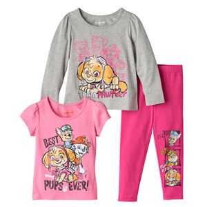 Toddler Girl Paw Patrol Skye Long Sleeve & Short Sleeve Tees & Leggings Set