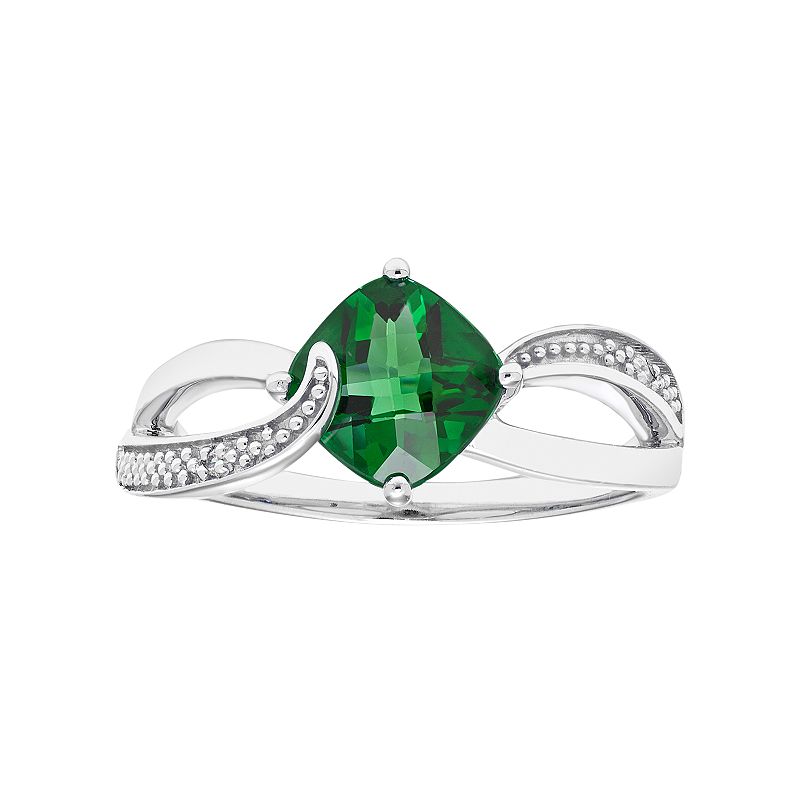 52780404 Sterling Silver Lab Created Emerald & Diamond Acce sku 52780404