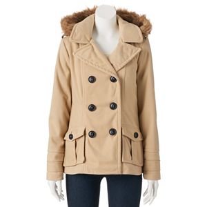 Juniors' Urban Republic Wool Blend Double-Breasted Peacoat