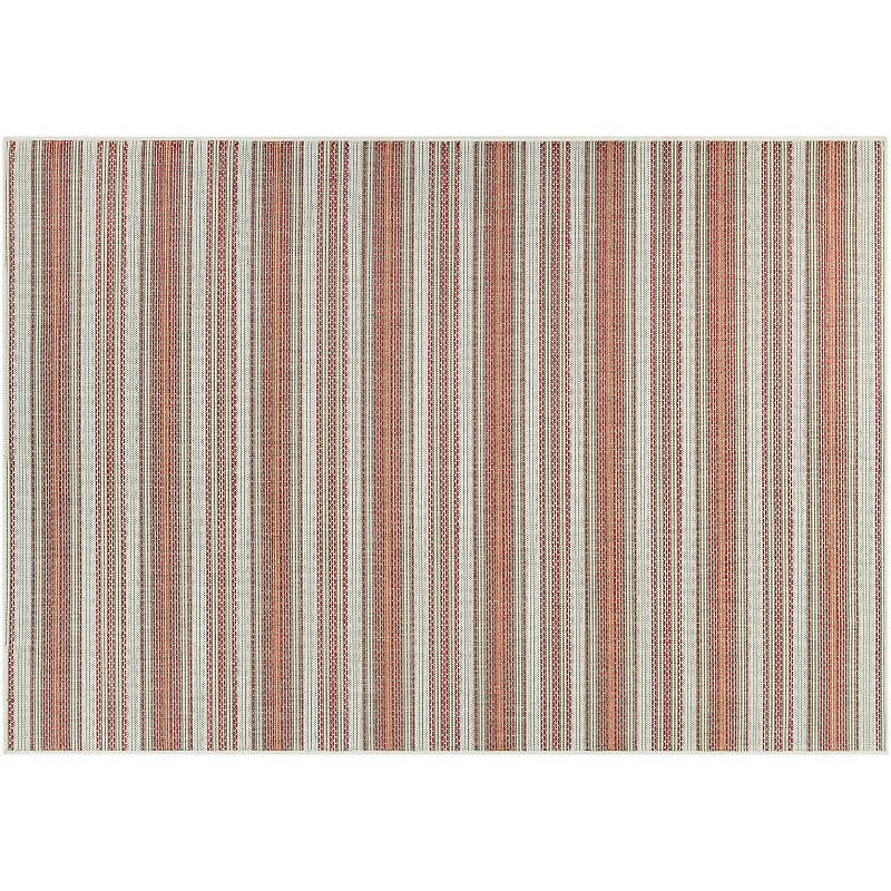 Couristan Monaco Marbella Striped Indoor Outdoor Rug, Orange, 6X9 Ft