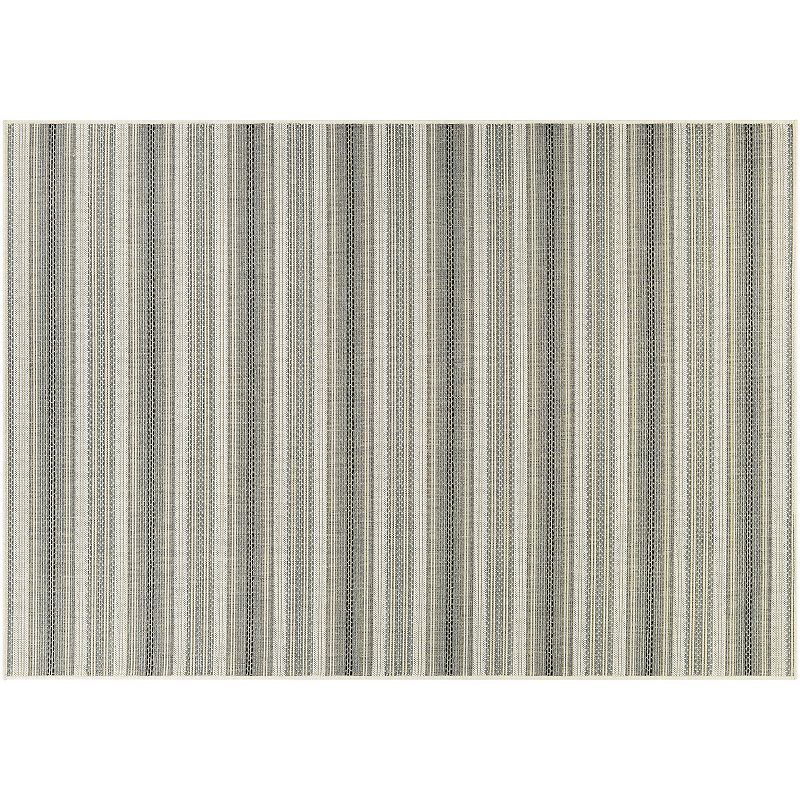Couristan Monaco Marbella Striped Indoor Outdoor Rug, Beig/Green, 8.5X13 Ft