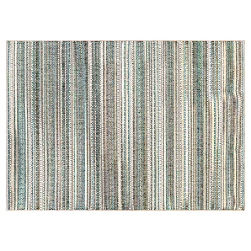 Couristan Monaco Marbella Striped Indoor Outdoor Rug, Blue, 6X9 Ft