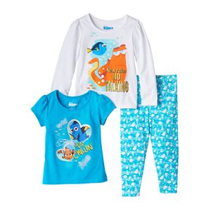 Disney / Pixar Finding Dory Baby Girl Long Sleeve & Short Sleeve Tees & Leggings Set