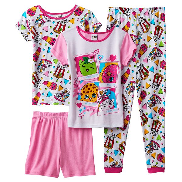 Girls 4 10 Shopkins D Lish Donut Sneaky Wedge Apple Blossom Kooky Cookie Pajama Set