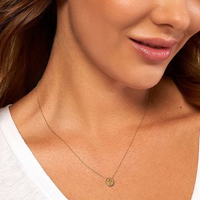 14k Gold Cross Disc Necklace