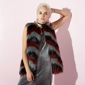 Women's JUICY Chevron Faux-Fur Vest