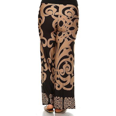Plus Size White Mark Solid Palazzo Pants 
