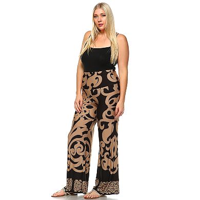 Plus Size White Mark Solid Palazzo Pants 