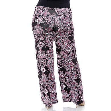 Plus Size White Mark Solid Palazzo Pants