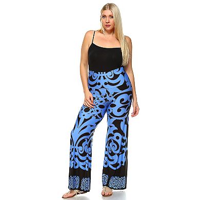 Plus Size White Mark Solid Palazzo Pants