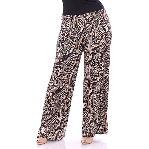 Plus Size White Mark Solid Palazzo Pants