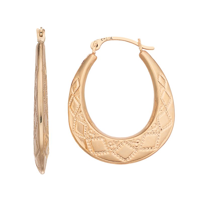 Forever 14K Oval Hoop Earrings, Womens, Gold