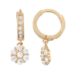 Junior Jewels Kids' 14k Gold Over Silver Cubic Zirconia Flower Drop Earrings