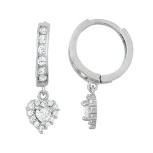 Junior Jewels Kids' Sterling Silver Cubic Zirconia Heart Drop Earrings