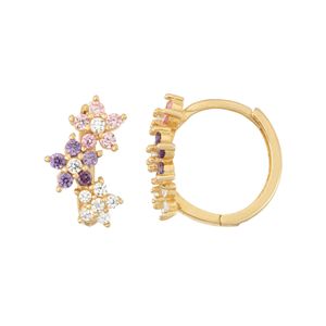 Junior Jewels Kids' 14k Gold Over Silver Cubic Zirconia Flower Hoop Earrings