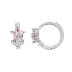 Junior Jewels Kids' Sterling Silver Cubic Zirconia Flower Hoop Earrings