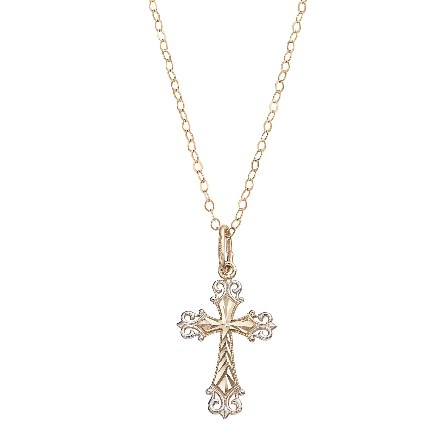 10k Gold Greek Key Cross Pendant