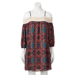 Juniors' Trixxi Crochet Off The Shoulder Dress