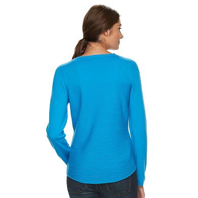 Women's Croft & Barrow® Cozy Ribbed Crewneck Sweater