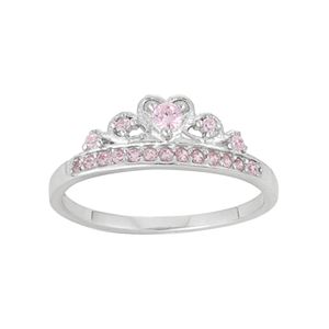 Junior Jewels Kids' Sterling Silver Cubic Zirconia Crown Ring