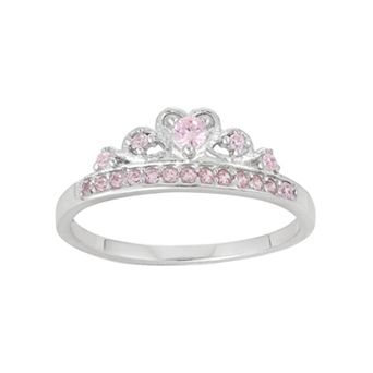Junior Jewels Kids' Sterling Silver Cubic Zirconia Crown Ring