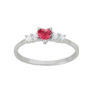 Junior Jewels Kids' Sterling Silver Cubic Zirconia Heart Ring