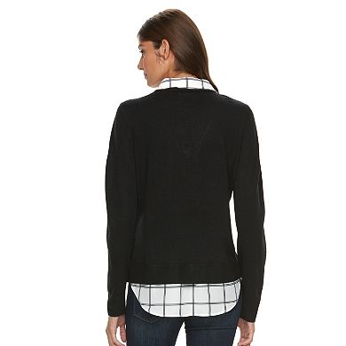 Women's Croft & Barrow® Mock-Layer V-Neck Sweater