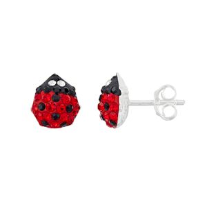 Junior Jewels Kids' Sterling Silver Crystal Ladybug Earrings