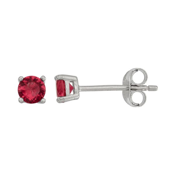 Junior Jewels Kids' Sterling Silver Cubic Zirconia Birthstone Stud Earrings - July