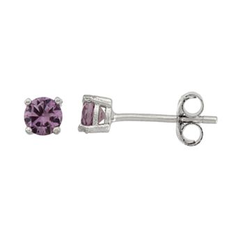 Junior Jewels Kids' Sterling Silver Cubic Zirconia Birthstone Stud Earrings
