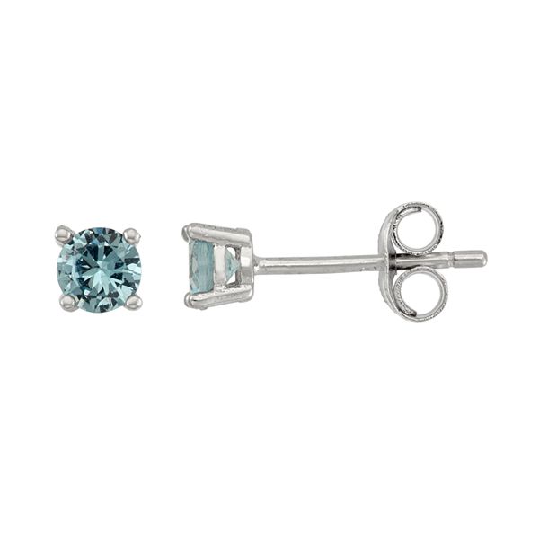 Junior Jewels Kids' Sterling Silver Cubic Zirconia Birthstone Stud Earrings - March