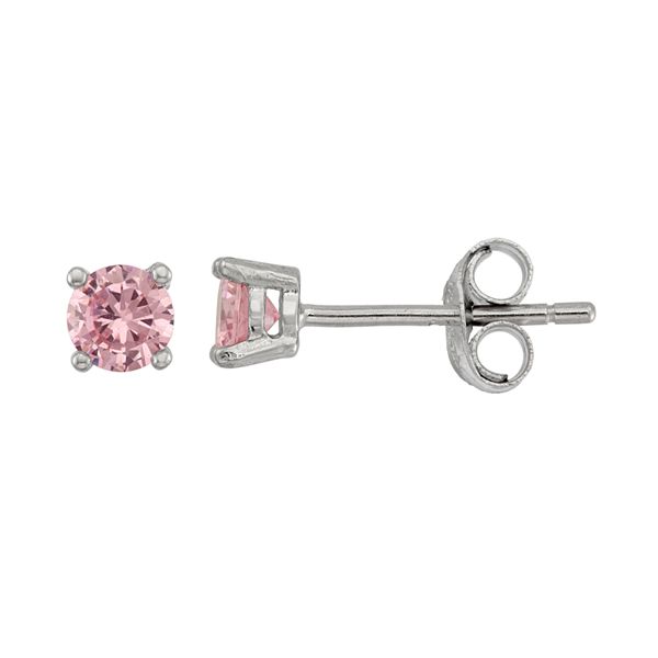 Junior Jewels Kids' Sterling Silver Cubic Zirconia Birthstone Stud Earrings - October