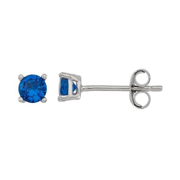 Junior Jewels Kids' Sterling Silver Cubic Zirconia Birthstone Stud Earrings - September