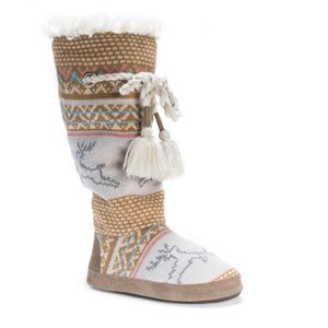 MUK LUKS Women's Knit Tassel Boot Slippers