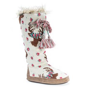 MUK LUKS Women's Reindeer Tassel Boot Slippers