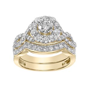 Simply Vera Vera Wang 14k Gold 2 Carat T.W. Diamond Halo Engagement Ring Set