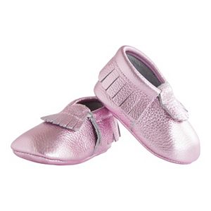 Baby Girl Itzy Ritzy Moc Happens Pink Champagne Moccasin Crib Shoes