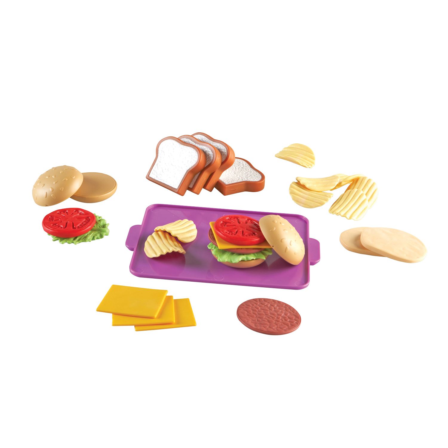 Melissa & Doug Wooden Slice & Stack Sandwich Counter with Deli Slicer  56-Piece Pretend Play Food Pieces 