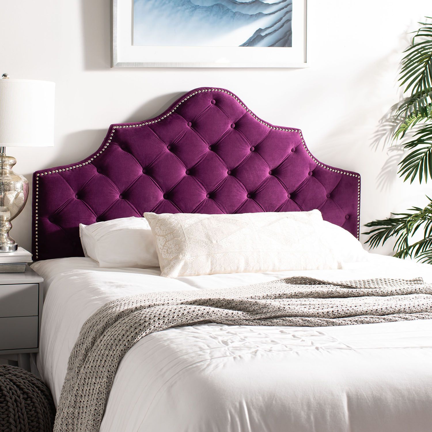 Amelia Tufted Velvet Headboard - Thumbnail 2