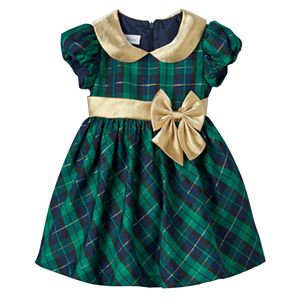 Toddler Girl Bonnie Jean Metallic Plaid Taffeta Dress