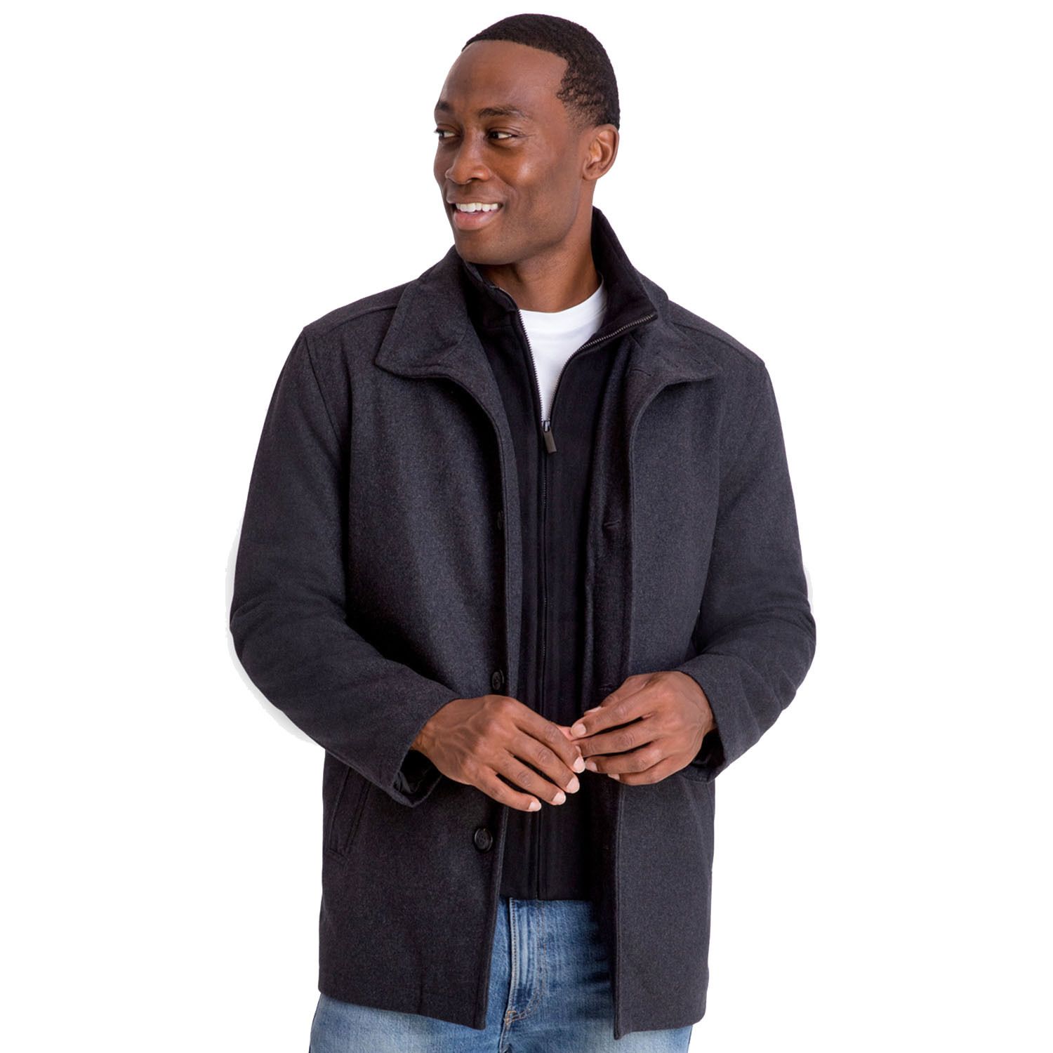 mens grey wool car coat