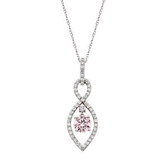 Sterling Silver Pink Cubic Zirconia Infinity Pendant Necklace